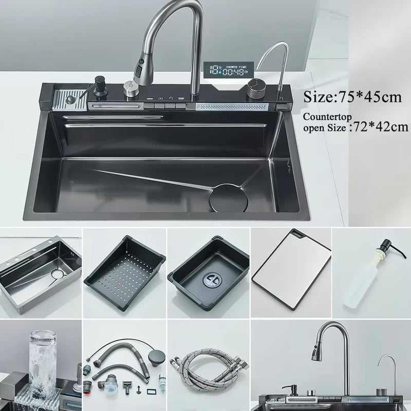 Pia Inox Cascata Digital