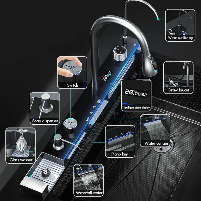 Pia Inox Cascata Digital